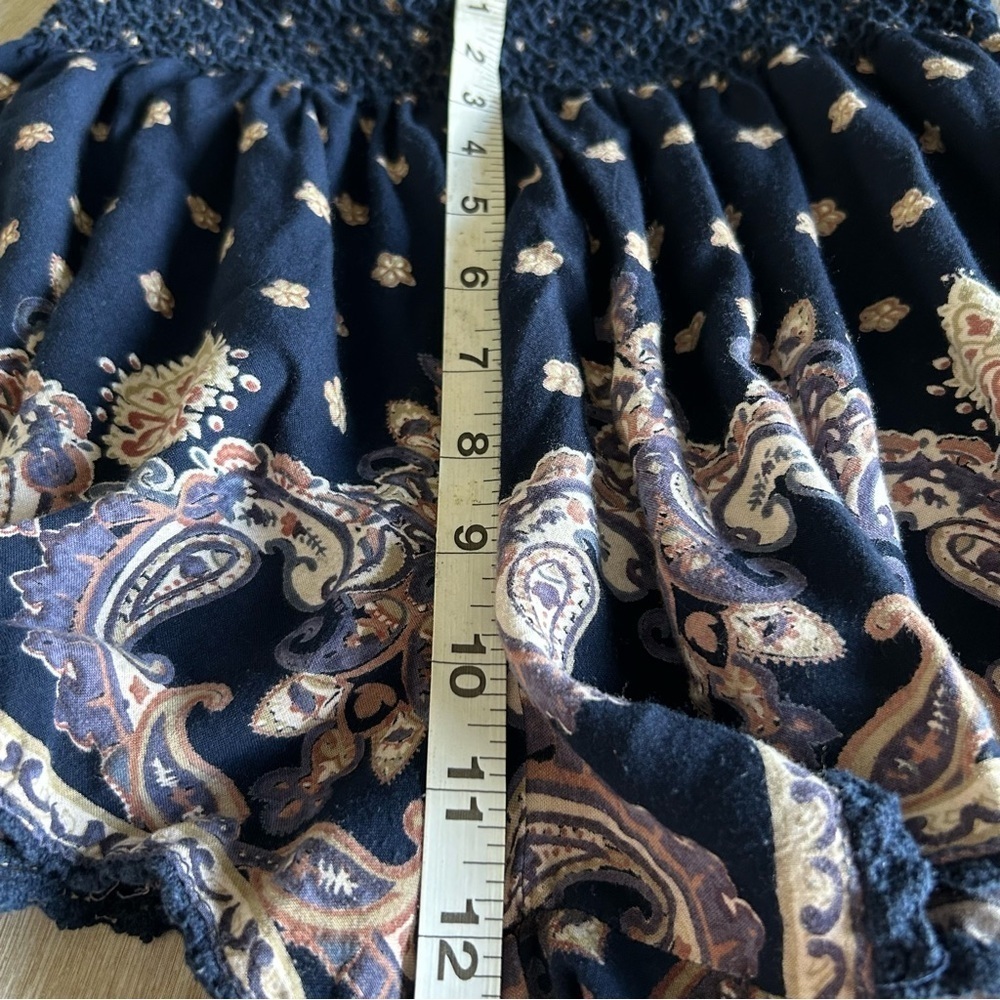 Angie Bohemian Style Navy Blue Floral Flowy Women's Shorts - Picture 6 of 6